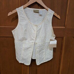 Liz Claiborne Women's Eyelet Top Color Cream Size 6 Linen and Cotton New